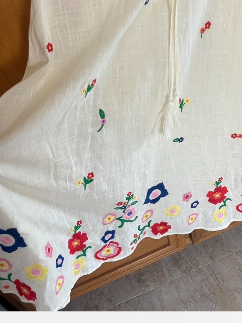 LALAVON WRAP HALTER NECK TIE EMBROIDERED MIDI DRESS M - Picture 5 of 8